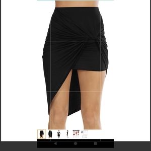 Black high low body con skirt